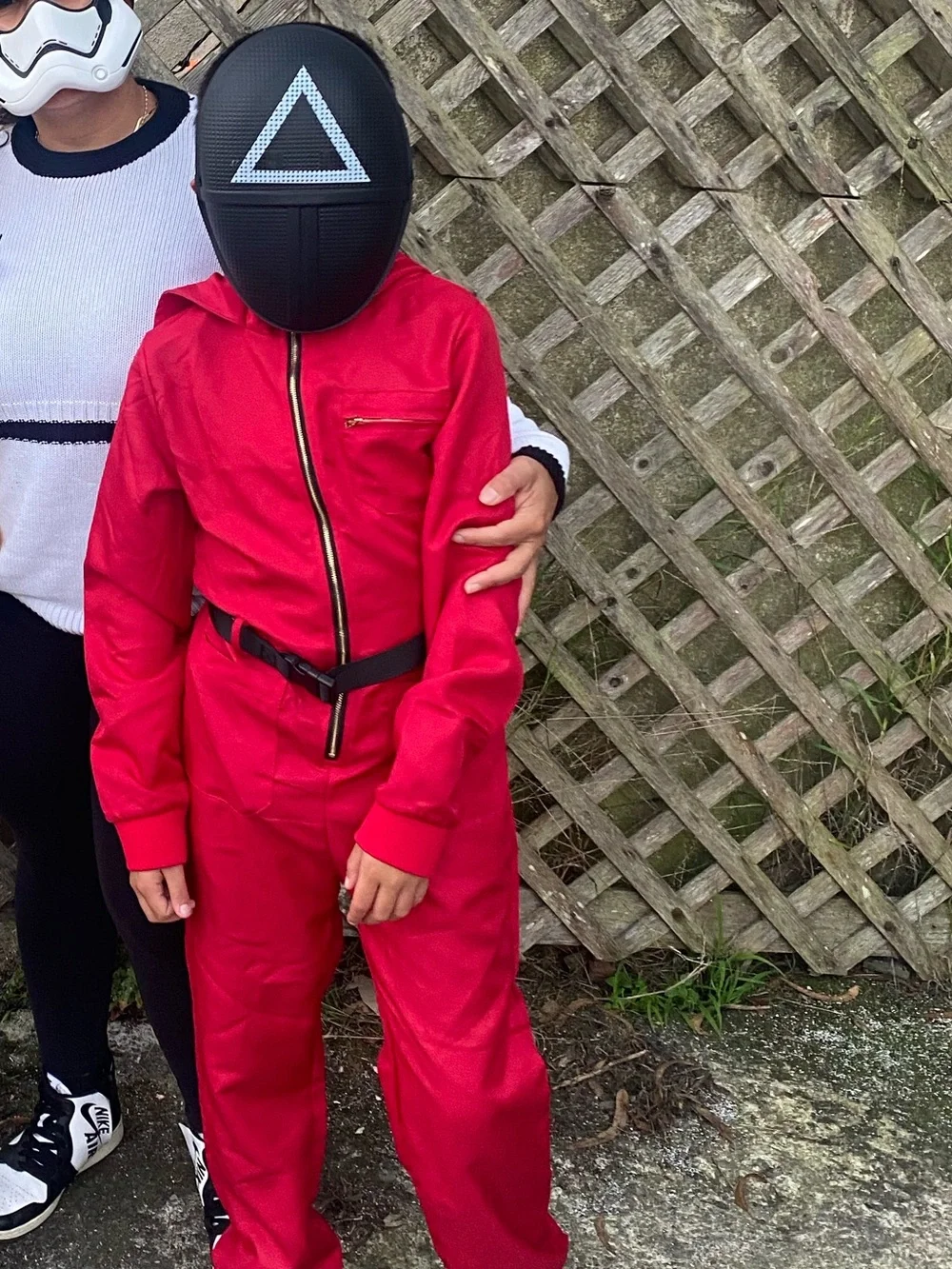 Squid games guard Kids Costume red Jumpsuit with Black Mask